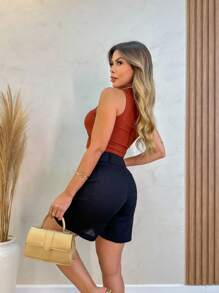 Bermuda Social Viscolinho Faixa Frontal Doubler Mode