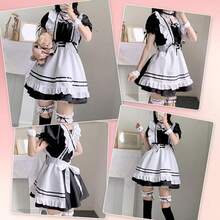 Conjunto de Traje de Sirvienta Francesa, Anime Maid Cosplay Accesorios de Disfraz con Vestido Sirvienta Delantal Diadema Lindo Sexy Lolita Vestido Calcetines para Fiesta Halloween Baile - Burdeos - Ver 7