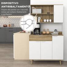HOMCOM Credenza Alta per Cucina Moderna con Ripiani regolabili, Mobile Dispensa con Armadietti e Cassetto per Cucina, Soggiorno, Salotto, 98x39x180cm, Bianco e Legno - Bianco - Visualizzare 7