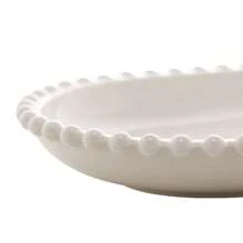 Kit 2 Travessas Porcelana Oval Bead Pérola Branco Mesa Posta - Branco - Visão 8
