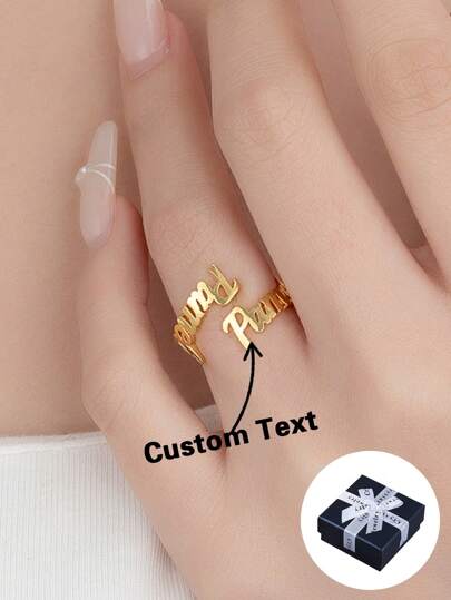 Anel de Texto Intercalado Personalizado para Mulheres, Anel de Nomes Duplos para Casais, Presente Avançado para Casal, Amigos, Pais ou Mãe, Estilo Dourado, Moda de Outono, Vintage, Contraído, Simples, Dinheiro Antigo, Personalizado Casual, Único, Presentes Ideais para Ela, Namorada, Mãe, Família, Amigos, Animais de Estimação, Filha, Avós para Aniversários, Casamentos, Uso Diário, Festa, Baile de Formatura, Dia dos Namorados, Preto, Vintage, Simples, Unissex, Casual, Fofos, Presentes Ideais para Ela, Ela, Namorado, Namorada, Pai, Mãe, Família, Amigos, para Aniversários, Baile de Formatura, Festa