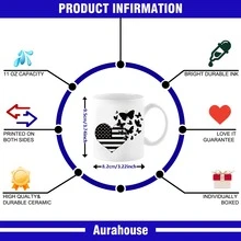 NJCHARMS 1個,美國國旗咖啡杯,11盎司陶瓷咖啡杯,蝴蝶圖案設計禮物給父親,夏日冬季飲品器具,生日禮物,節日禮物,聖誕禮物,新年禮物,情人節禮物 - 白色 - 查看 2