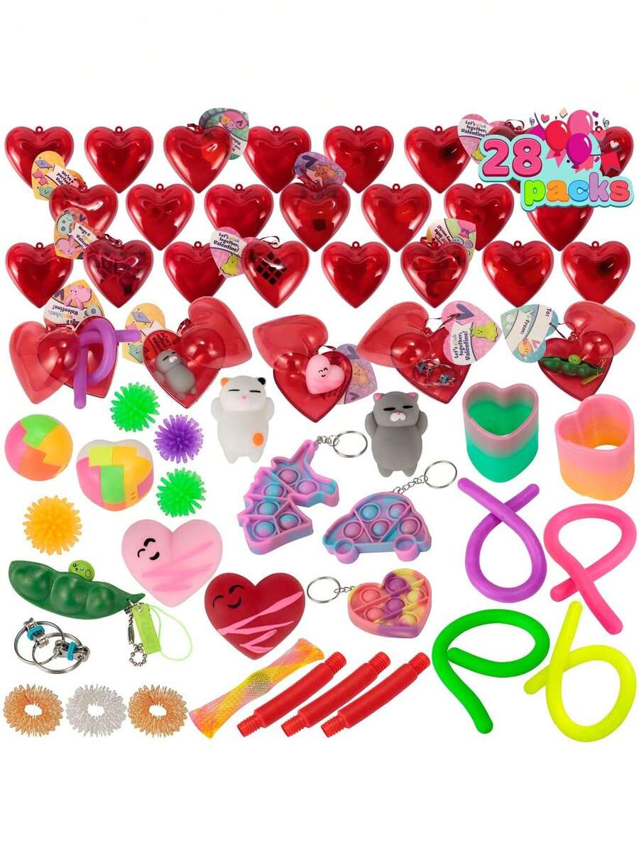 Joyfy 30 Pack Valentines Day Fidget Toy Gift Set For Party Gift Exchange - 彩色 - 查看 1