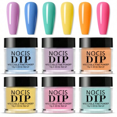 Dip Powder Nail Kit - 6 Colors Pastel Bright Spring Summer Yellow Pink Blue Nail Dipping Powder Set With Base Top Coat Activator Spare Brushes For Diy Nail Art Salon Manicure Nail Charms Nail Gems Nail Suppliesacrylic Press On Nails