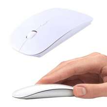 Wireless Mouse, 2.4GHz Mouse Form Fitting Ergonomic Curved Cordless USB Optical Gaming Mouse With Nano Receiver Computer Mouse - White - View 2