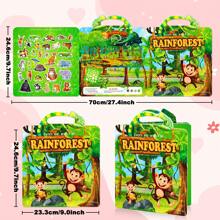 适合 2-4 岁幼儿的可重复使用贴纸书，雨林主题蓬松贴纸旅行玩具，适合儿童学龄前学习活动忙碌书，可重复粘贴的果冻贴纸玩具，适合儿童女孩男孩，贴纸书，忙碌书，可重复使用贴纸书 - 查看 3