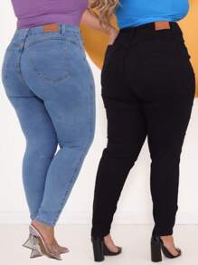 Plus Size Jeans - 中等水洗藍 - 查看 3