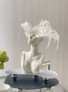 1pc Creative Abstract Human Figurine Decorative Vase, Handpainted Resin Material Home Decor Flower Vase, Suitable For Fresh Flowers And Hydroponics, Home And Restaurant Floral Decoration - White - View 3