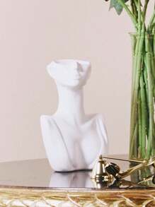 1pc Creative Abstract Human Figurine Decorative Vase, Handpainted Resin Material Home Decor Flower Vase, Suitable For Fresh Flowers And Hydroponics, Home And Restaurant Floral Decoration - White - View 2