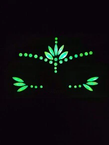 1 Sheet Glow In The Dark Jewelry Sticker Bling Face Jewelry Body Rhinestones Luminous Music Carnival Party Makeup