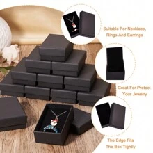 6/12/24pcs Black Rectangular Paperboard Gift Box, Classic Style Packaging Box For Jewelry As Festival Gift - Jewelry Packaging Box - View 4