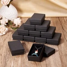 6/12/24pcs Black Rectangular Paperboard Gift Box, Classic Style Packaging Box For Jewelry As Festival Gift - Jewelry Packaging Box - View 5