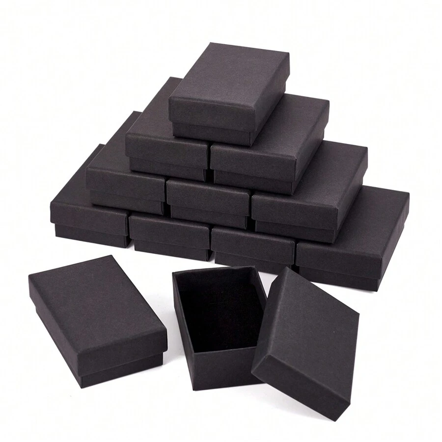 6/12/24pcs Black Rectangular Paperboard Gift Box, Classic Style Packaging Box For Jewelry As Festival Gift - Jewelry Packaging Box - View 1
