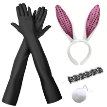 D EXCEED 4PCS Easter Women's Dress Up Ball Plush Glitter Rabbit Ears Headband Nightclub Headwear Halloween Dress Up Headwear Holiday Gift Brazil Carnival Accessories - Multicolor - View 2