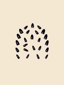 24入組純黑色杏仁形假指甲（尖針形），含果凍膠和指甲文件按貼式假指甲，指甲用品 - 查看 4