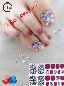5pcs Colorful Sequin Shell Stickers, 3D Design Nail Art Decals For Women, Suitable For Travel, Party, Manicure - Multicolor - View 1