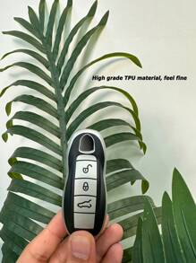 Car Key Protective Case, Made Of Tpu Material, Durable, With Sheepskin Texture Design, Available In Multiple Colors, Suitable For Porsche Models - B Silver - View 4