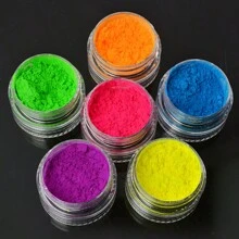 Dofuny 12pcs Matte Glow-In-The-Dark Nail Polish Powder, Neon Glitter Acrylic Nail Art Pigment, Eyeshadow Makeup Cosmetic Glitter Powder - Apricot - View 9