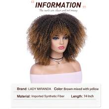 14英寸黃色漸層短捲髮假髮帶劉海小卷女士合成纖維頭髮耐熱替代品假髮時尚炸彈卷假髮 - 黃色 - 查看 4