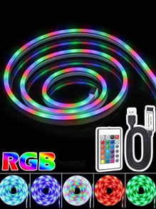 Acosh Neon 1m/2m/3m RGB Neon Rope Lights LED Flexible Light Strip Waterproof Silicone Bendable To Custom Shape, With 24-Key Remote Control For Remote Control Of Color Change, Suitable For Bedroom, Living Room, Outdoor Party Decoration. - RGB - View 1