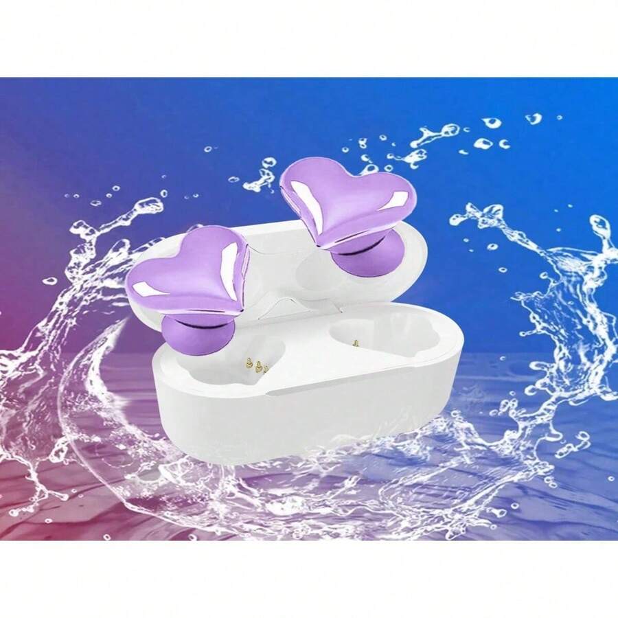 Audífonos Bluetooth en forma de corazón - Lila Púrpura - Ver 1