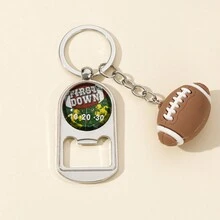 1入組男士玻璃時光足球造型設計便攜式開瓶器鑰匙扣包裝車鑰匙扣美式足球運動吊墜禮品 - 多色 - 查看 14