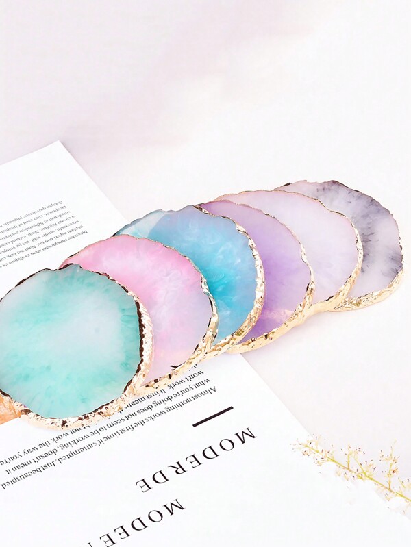 1pc Gold Trim Resin Nail Art Display Stand Palette And Jewelry Tray For Photo Shooting & Showcase Decoration