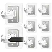 1/2/4/8/10/12入組免打孔窗簾桿支架，免鑽自粘式窗簾桿固定掛鉤，免插鉤可調節窗簾掛勾，適用於浴室廚房家庭旅店等場所 - 無色 - 查看 8