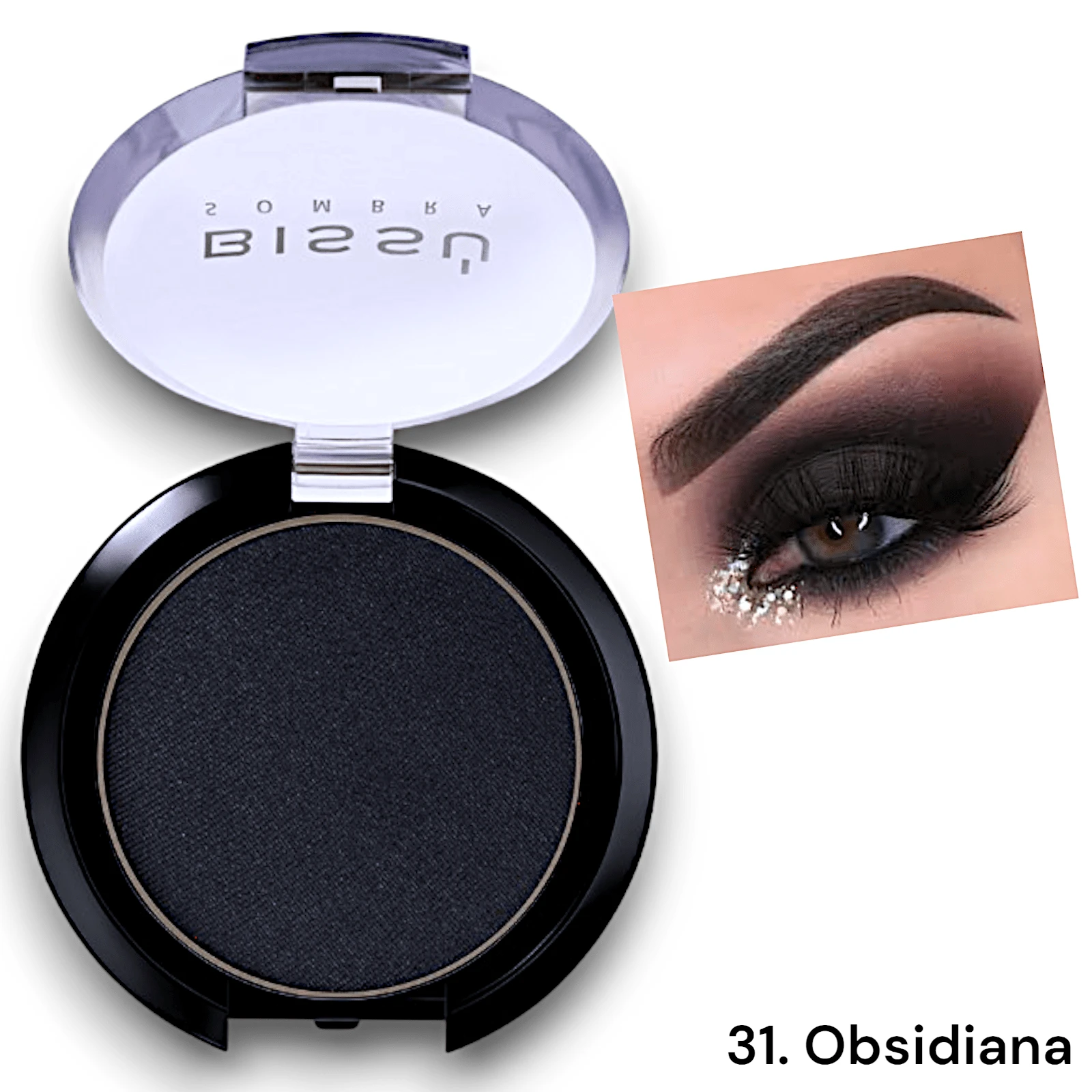 Maquillaje Sombra Bissú Para Ojos Individual Tono 31 Obsidiana acabado Mate - VIP - Ver 1