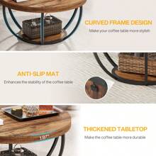 Tribesigns Round Living Room Center Table, Industrial 2-Tier Round Coffee Table With Open Storage Shelves, Wooden Accent Center Table Sofa Side Table For Living Room, Home Office, Rustic Brown - Rustic Brown - View 5
