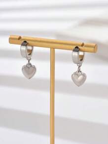1 对时尚经典百搭高端甜美心形吊坠耳环，适合女士情人节