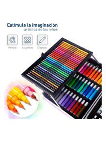 Kit de Dibujo Bluelander con 145 Piezas (Maletín Portátil) - Azul - Ver 3