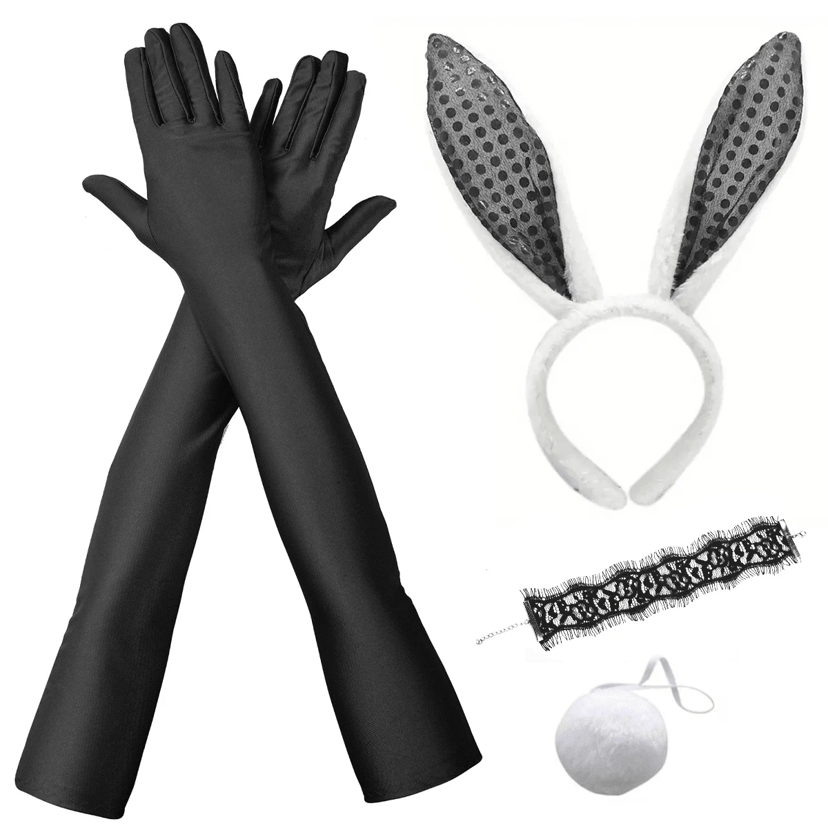 D EXCEED 4PCS Easter Women's Dress Up Ball Plush Glitter Rabbit Ears Headband Nightclub Headwear Halloween Dress Up Headwear Holiday Gift Brazil Carnival Accessories - Multicolor - View 1