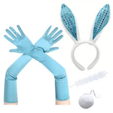 D EXCEED 4PCS Easter Women's Dress Up Ball Plush Glitter Rabbit Ears Headband Nightclub Headwear Halloween Dress Up Headwear Holiday Gift Brazil Carnival Accessories - Multicolor - View 8