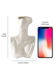 1pc Creative Abstract Human Figurine Decorative Vase, Handpainted Resin Material Home Decor Flower Vase, Suitable For Fresh Flowers And Hydroponics, Home And Restaurant Floral Decoration - White - View 5
