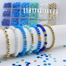 2000+Pcs Clay Beads Bracelet Kit With 160+Pcs Spacer Beads CCB Round Beads Flower Beads, Crystal Elastic Thread, Unique Colors Pink Blue Purple Green Friendship Bracelet Making Set For DIY Jewelry Making Craft Suppories Gift Valentines