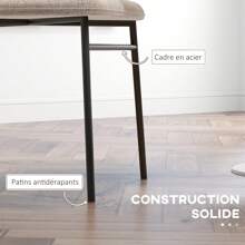 HOMCOM Lot de 2 chaises de salle à manger chaise de cuisine en tissu aspect lin avec pieds en métal noir dim. 52L x 55l x 80H cm - beige - Marron - Voir 4