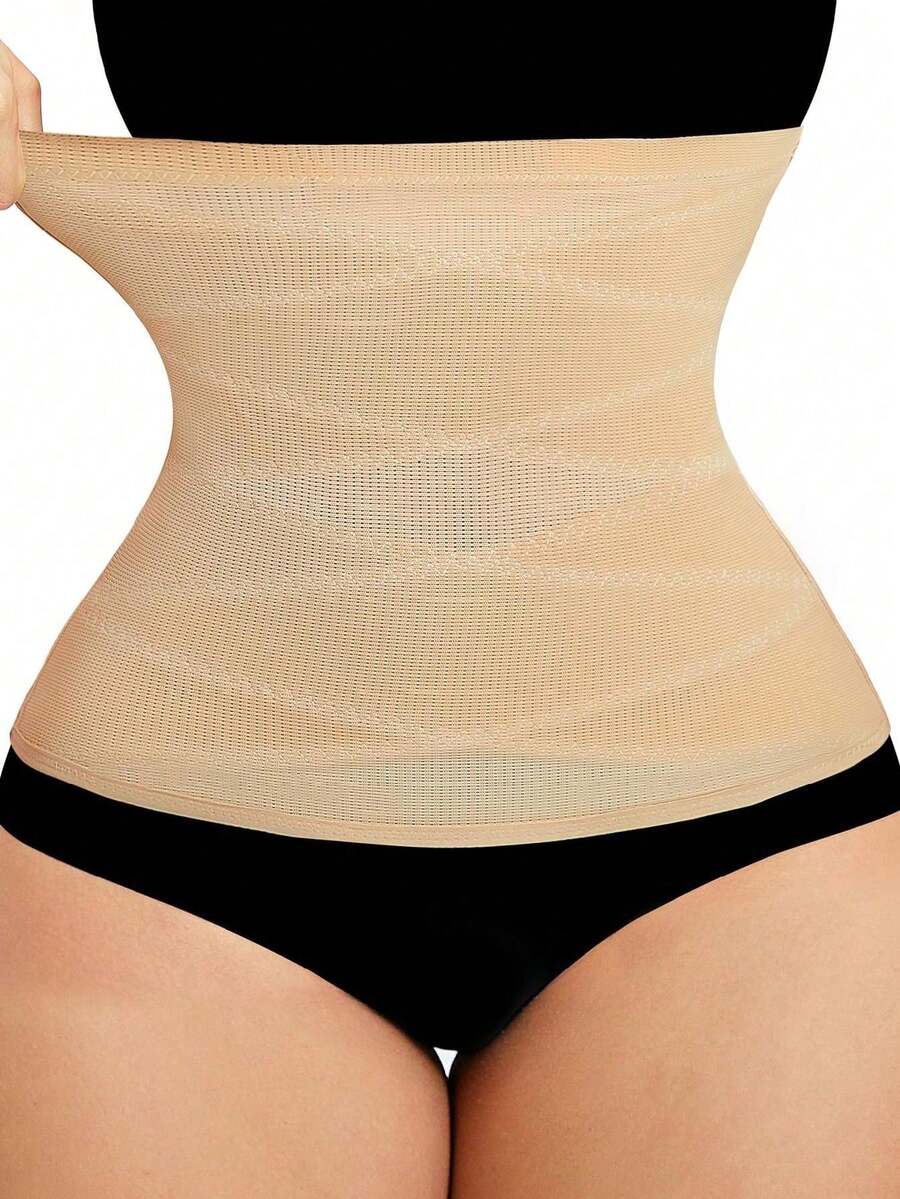 LODAY Waist Trainer For Women Tummy Control Shapewear Breathable Cross Mesh Corset Cincher Sport Girdle Body Shaper - 米色 - 查看 1