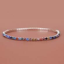 1pc Sparkling Rhinestone Elastic Women's Anklet, Fashionable Daily Accessory - Silver - View 14