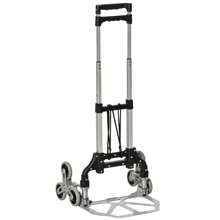 DURHAND Diable escalier pliant en aluminium avec 6 roues et sangle - charge de 70 kg avec - argent et noir - Argent - Voir 2