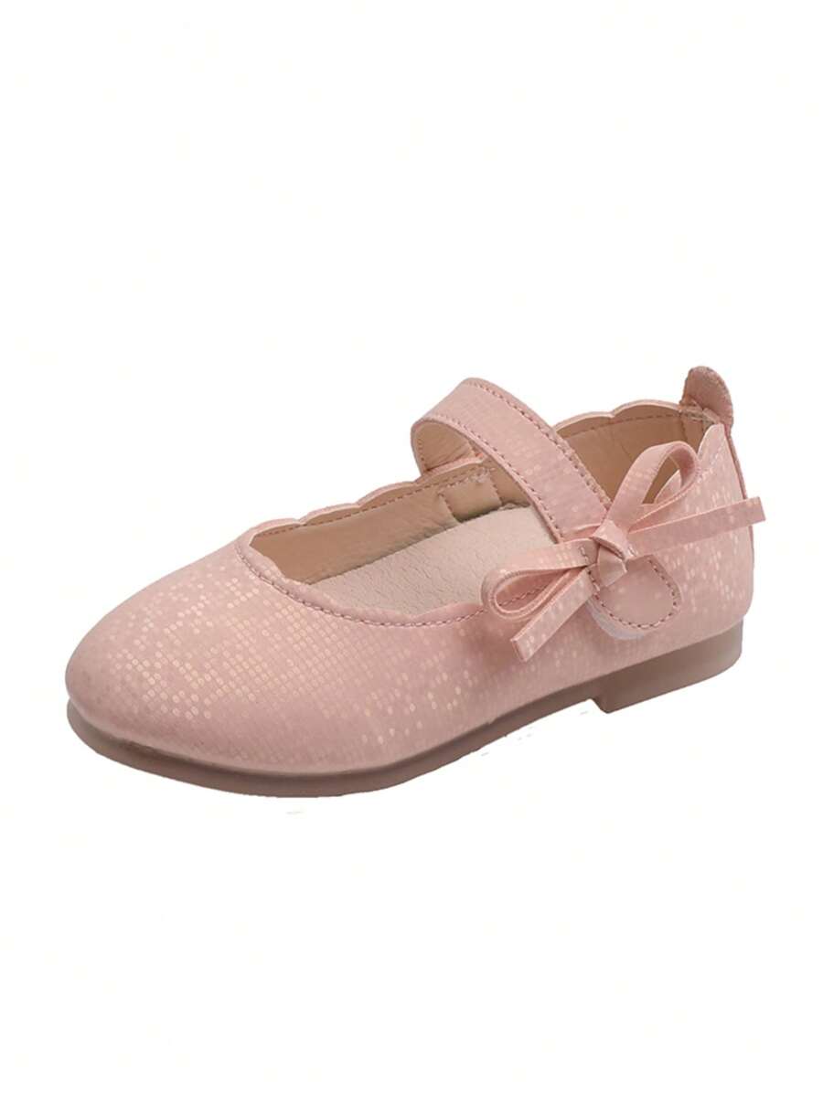 1 Par De Zapatos Planos Rosa Con Lazo Elegantes Y Lindos Para Niñas, Versátiles, Casuales, Ligeros Y Simples - Rosa - Ver 1