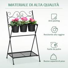 Giá đỡ cây bằng kim loại gấp, Bộ chậu cây có kệ cho nhà và vườn, 47x37x78,5cm, màu đen - màu đen - Xem 4