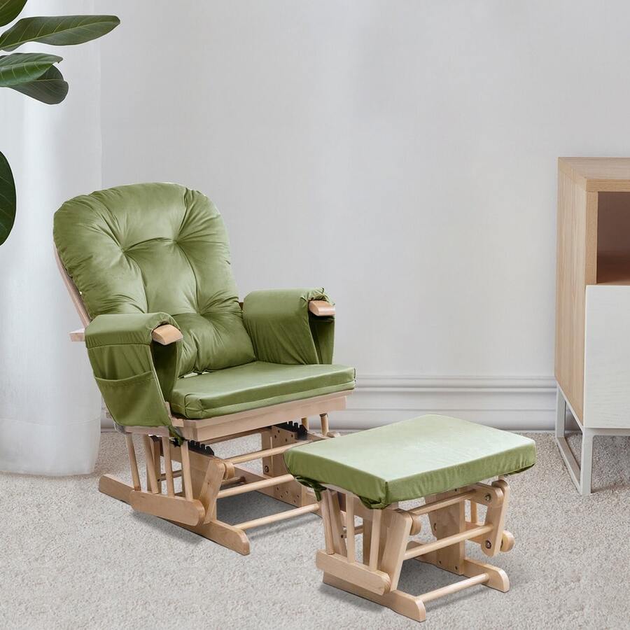 5pcs Hoop Glider And Ottoman Cushions Replacement Rocking Chair Cushion Washable Non Slip - Green - View 1