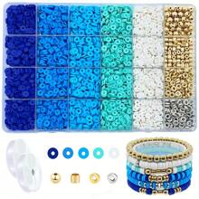 2000+Pcs Clay Beads Bracelet Kit With 160+Pcs Spacer Beads CCB Round Beads Flower Beads, Crystal Elastic Thread, Unique Colors Pink Blue Purple Green Friendship Bracelet Making Set For DIY Jewelry Making Craft Suppories Gift Valentines