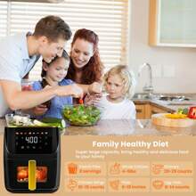 Large 8.5QT Airfryer, 8-In-1 Fryers, Ovens, Microwaves, Toasters, Toaster Ovens, And Fruit Dryers, Easy-View Window, Touch Controls With 8 Presets, 400℉, Black, White - màu đen - Xem 5