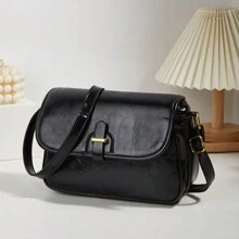 New Arrival Spring Fashionable Vintage Flap Lock Detachable & Adjustable Shoulder Strap Anti-Theft Satchel Bag Suitable For Work And Daily Use - Black - View 7