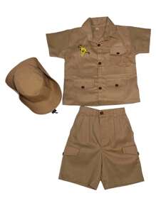 Disfraz Conjunto De Shorts Camisa y Sombrero Cazador Explorador - Caqui - Ver 1