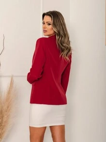 Women Blazers - 酒紅色 - 查看 2