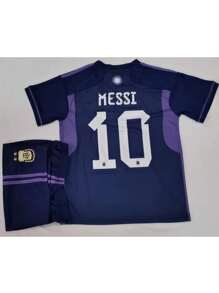 Conjunto Uniforme De Fútbol Con Playera Y Short Para Niños - Morado - Ver 7