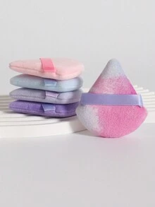 5pcs Triangle Shaped Velvet Powder Puff, Designed For Contouring, Under Eyes And Corners, Makeup Blender For Foundation Mixing Container, Suitable For All Skin Types. - Multicolor - View 3